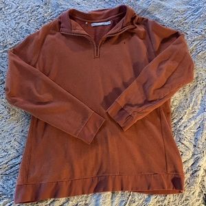 Criquet Pullover Men's XXL Burnt Orange Quarter Zip Casual Cotton Sweater